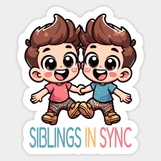 Match and Mischief: Twin Siblings Delight Sticker